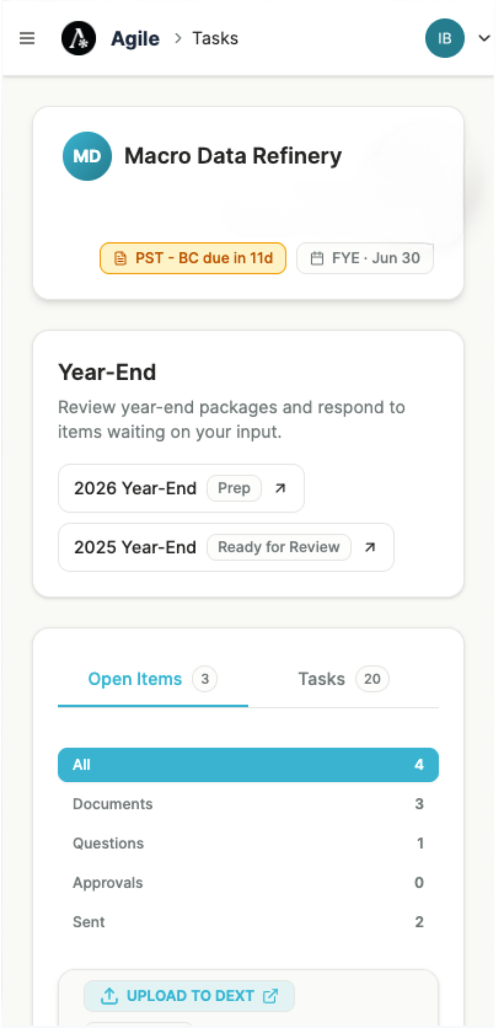 Agile App mobile open items view